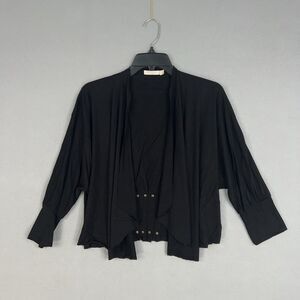 Testimony Los Angeles Cardigan Womens Small Black Drape Open Studded Jacket Y2K
